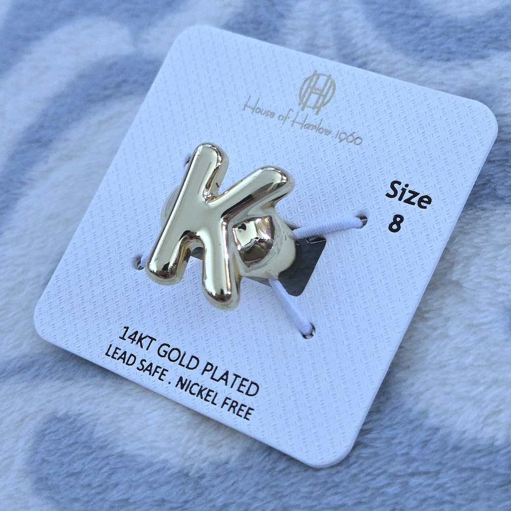 House🏠 of Harlow 1960 Chunky Gold "K" Initial Ring💍 - Picture 14 of 15